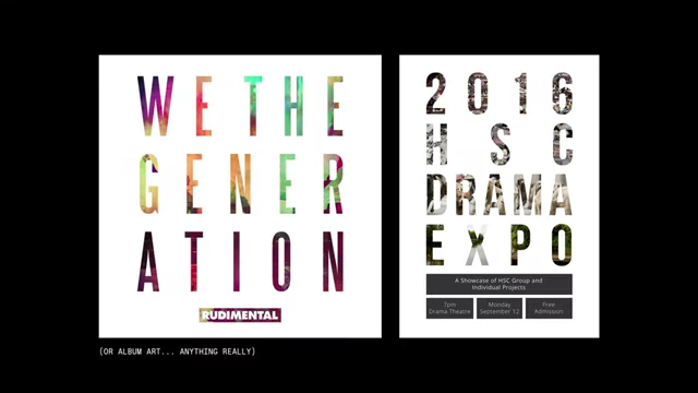 Album art for "We The Generation" next to a replicated poster for the "2016 HSC Drama Expo".