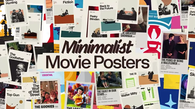 A collage of various minimalist movie posters with "Minimalist Movie Posters" as the central text.