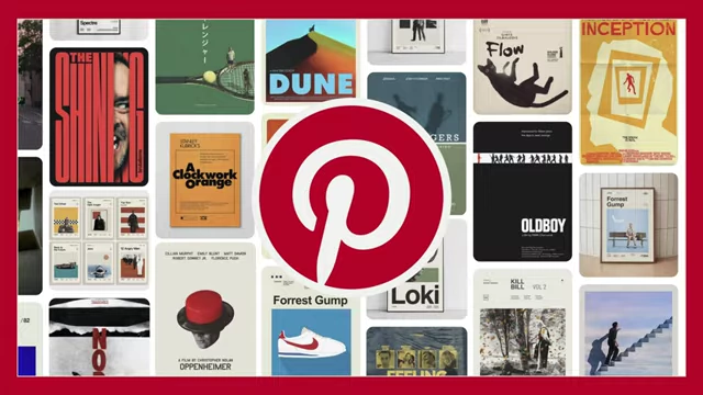 Pinterest interface showcasing various minimalist movie posters.