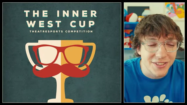 Elliot's poster for "The Inner West Cup" featuring a trophy with glasses and a mustache.