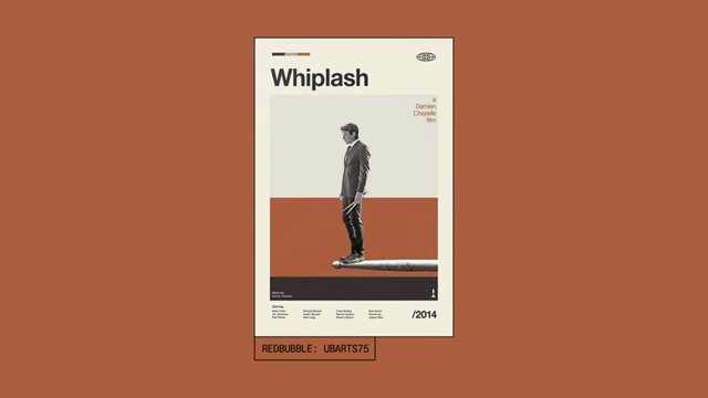 A Mid-Century Modern style poster for Whiplash by UBarts75 on Redbubble.