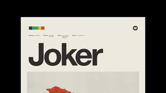 A close-up of Patrick Concepcion's Joker poster, showing the color palette and studio logo in detail.