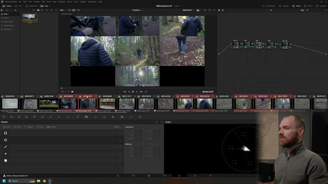 Split Screen Displaying Multiple Selected Clips for Comparison