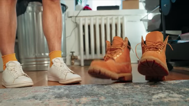 A pair of "magical boots" walking, representing "Boots" as a sidekick character.