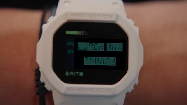 A G-Shock watch displaying "LUNCH BOX THEORY," marking a new section.