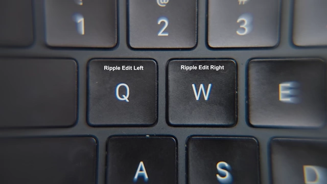 Customized keyboard shortcuts for "Ripple Edit Left" (Q) and "Ripple Edit Right" (W).