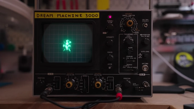 The "Dream Machine 3000" displaying a glowing figure, concluding the video's creative motif.