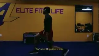 A person performs lunges in a gym, symbolizing discipline and the act of pushing oneself physically.