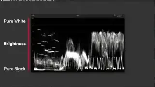 Waveform scope with vertical axis labels indicating brightness levels