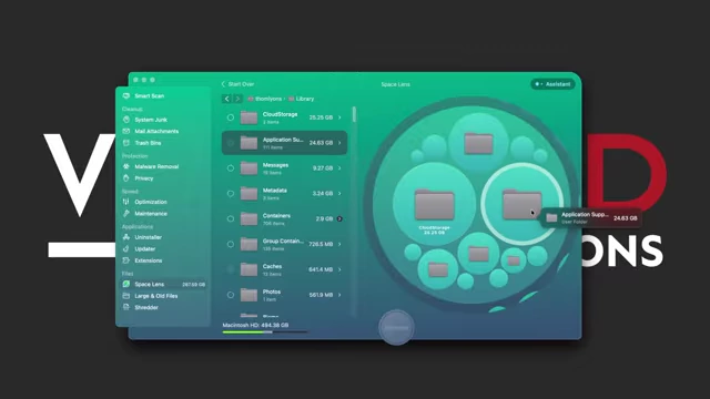 CleanMyMac's Space Lens feature visualizing disk usage with folders represented as bubbles