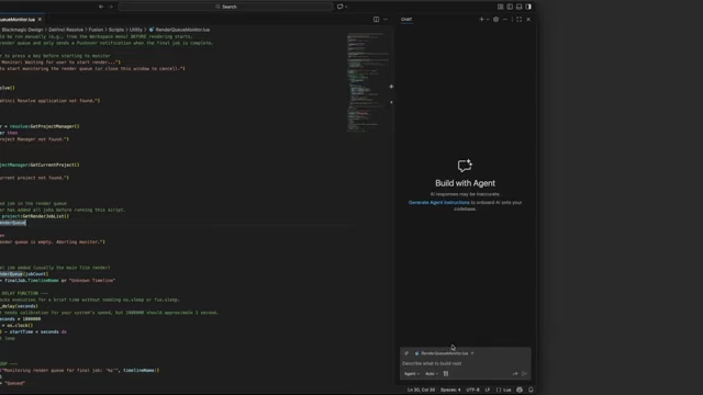 Visual Studio Code interface with color-coded script and AI suggestions