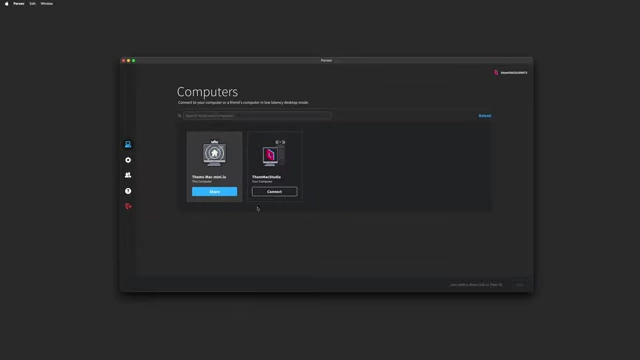 Parsec application showing available computers for connection in low-latency desktop mode