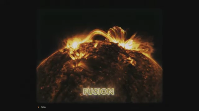 The word "FUSION" overlaid on an image of the sun's fiery surface.