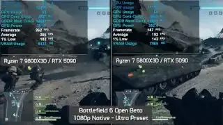 1080p 超高画质下Ryzen 7 9800X3D与5800X3D的帧率表现