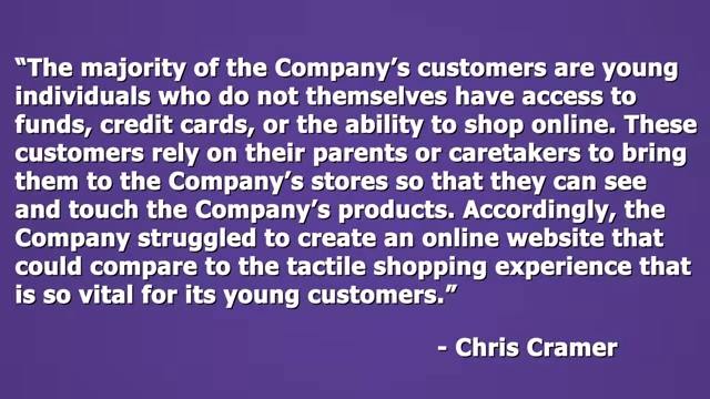CEO Chris Kramer关于线上销售挑战的声明