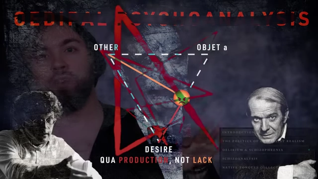Diagram showing the Oedipal triangle with a critique of desire as lack