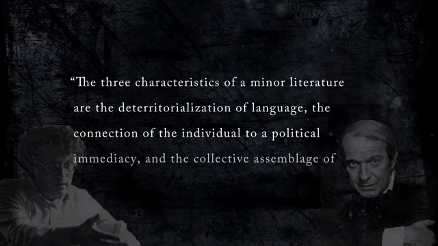 Text overlay listing the three characteristics of a minor literature