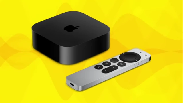 苹果Apple TV及其遥控器。