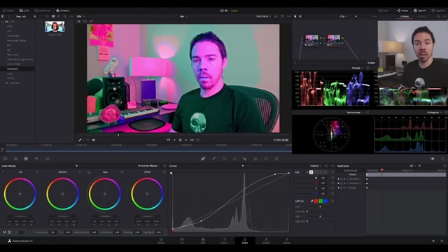 Complex color grading adjustments shown in Casey's DaVinci Resolve masterclass