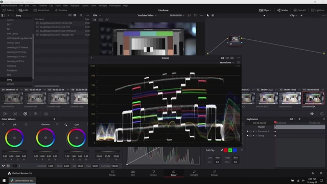 Complex waveform analysis in DaVinci Resolve during Gerald Undone's color grading tutorial