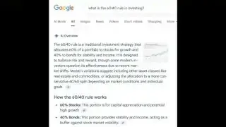 Google AI overview of the 60/40 investment rule