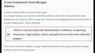 Quote from Morgan Stanley: "Gold is now the asset that demonstrates resilience, surpassing Treasuries. High-quality stocks and gold serve as the most effective hedges."