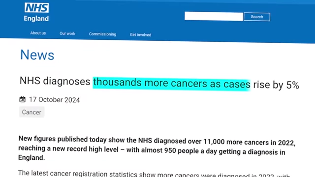 News headline: NHS diagnoses thousands more cancers as cases rise.