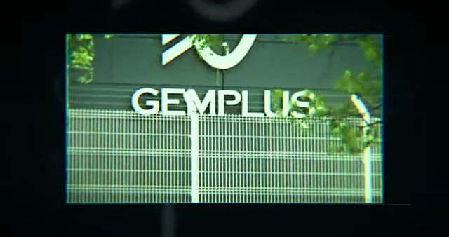 An exterior shot of a Gemplus building, with its logo prominently displayed, signifying the company's established presence.).