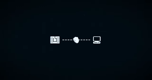 An animated diagram illustrating how a chip connects and secures communication between devices.).