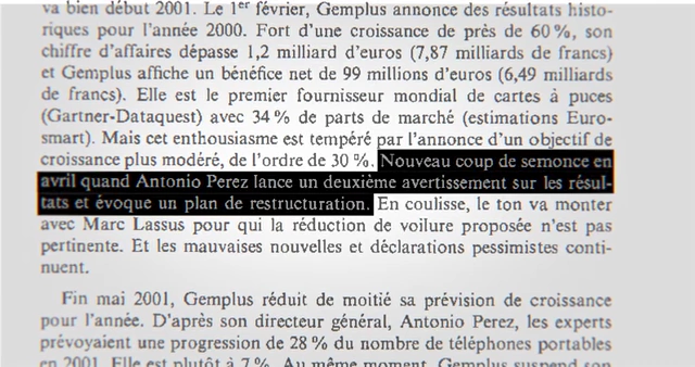 A French news article mentioning Antonio Perez's warnings