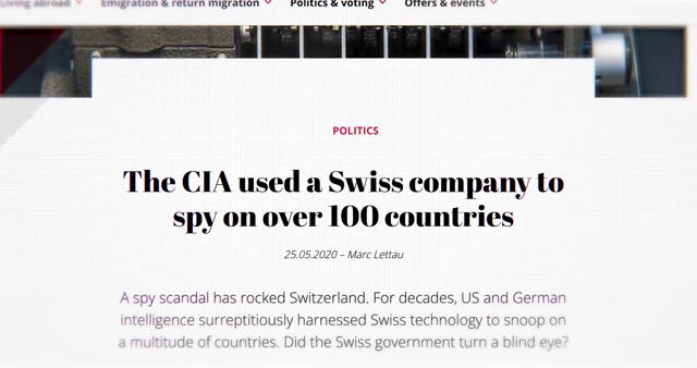 A news headline stating "The CIA used a Swiss