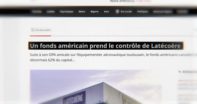 A French news article with the headline "Un fonds américain prend le contrôle de Lat