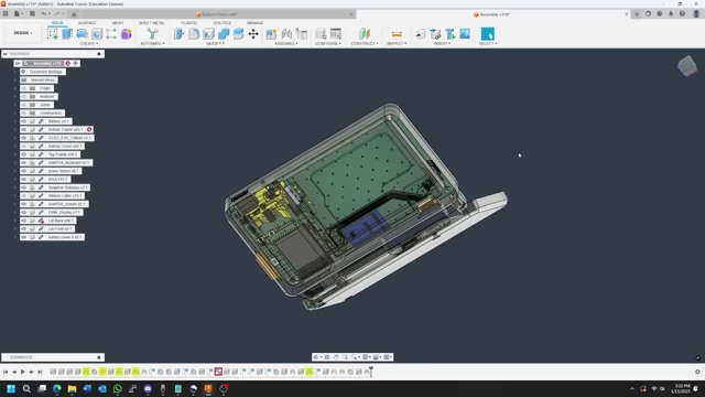 CAD model showing how the PCB fits precisely within the plastic casing
