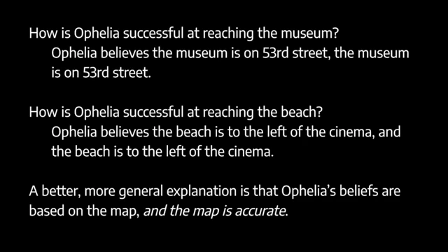 A general explanation of Ophelia's success attributes it to an accurate map, unlike specific deflationary accounts