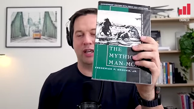 Gergely Orosz holds "The Mythical Man-Month" book