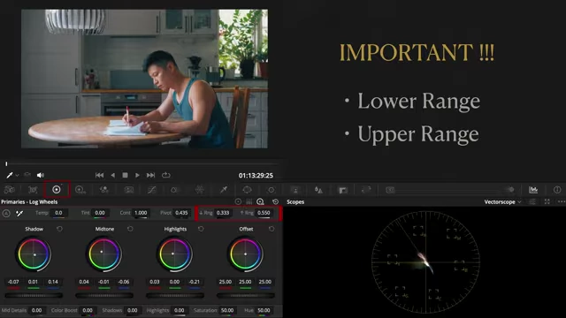Important Log Wheels controls: Lower Range and Upper Range, which define tonal separation points.