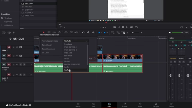 Normalizing audio levels to YouTube's target loudness
