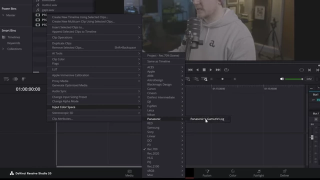Applying the correct Input Color Space for Panasonic V-Log footage