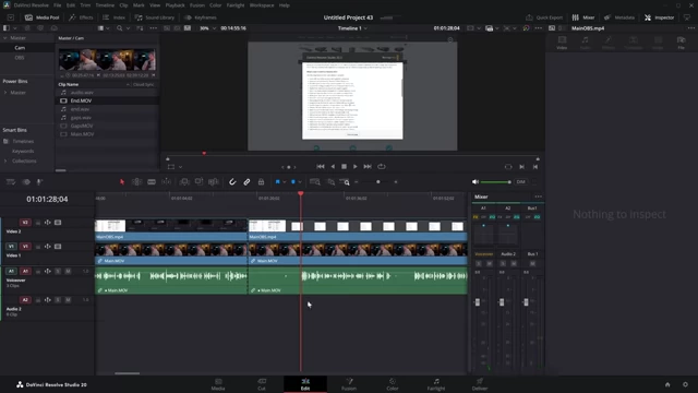 Timeline view demonstrating large gaps between edited dialogue sections