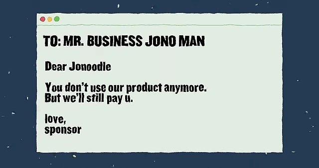 An email from a brand offering payment for a product no longer used by the creator