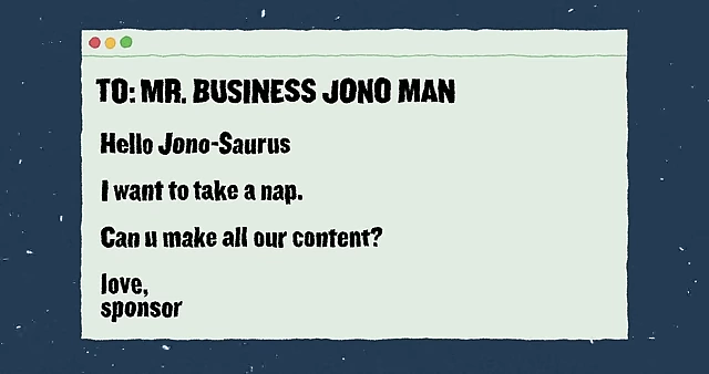 An email from a brand asking the creator to make content for their social channels instead of their own