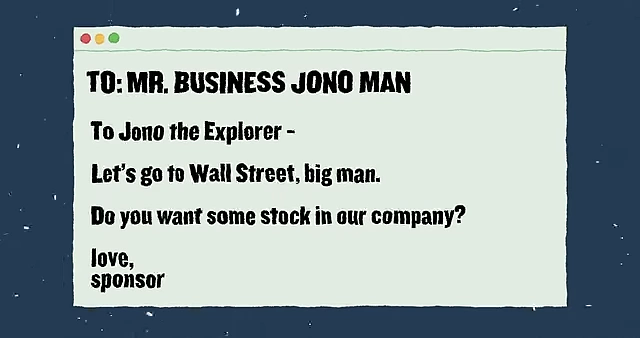 An email offering company shares/equity instead of cash for a brand deal