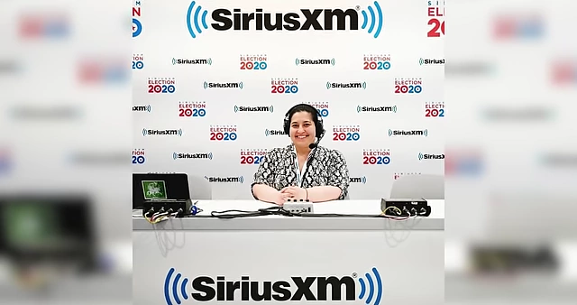 Harper at a SiriusXM setup for "Election 2020," showing her role in digital content