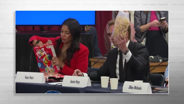 Vani Hari ("The Food Babe") at a Senate roundtable compares the dull color of Canadian Froot Loops made with natural colorants to the bright, artificially dyed US version.