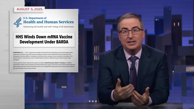 An HHS announcement states that the department is winding down its mRNA vaccine development activities.