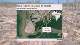 Map showing the new "Avenida Liberdade" cutting through a protected Amazonian forest area near Belém
