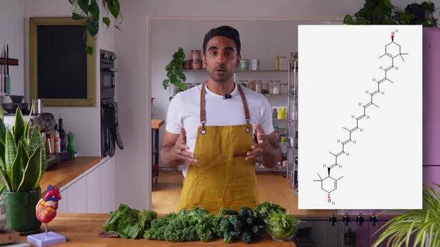 The chemical structure of lutein, a carotenoid, is displayed.