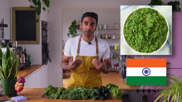 Saag, a popular Indian spinach dish, is presented in a white bowl.