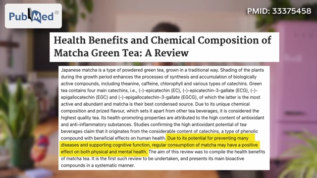 A PubMed review highlights the health benefits and chemical composition of matcha green tea, noting its positive effects on physical and mental health.