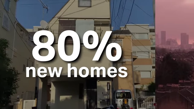 Graphic stating over 80% of residential sales in Japan are for new homes